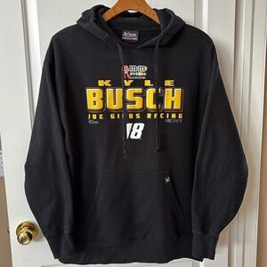 Nascar Kyle Busch #18 Black Chase Vintage Pullover Hoodie Sweatshirt Mens XL‎